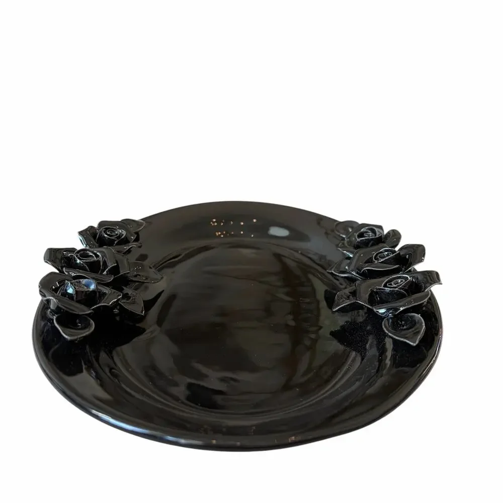 Potter's Studio Black Ornate Floral Decorative Serving Tray 10